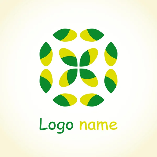 Logo con hojas verdes — Archivo Imágenes Vectoriales