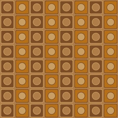 Bej ve kahverengi kareler ve daireler ile geometrik desen 