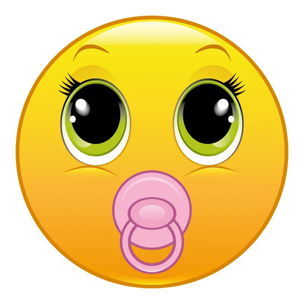 Bebek erkek pembe emzik ve yeşil gözleri ile gülümse 