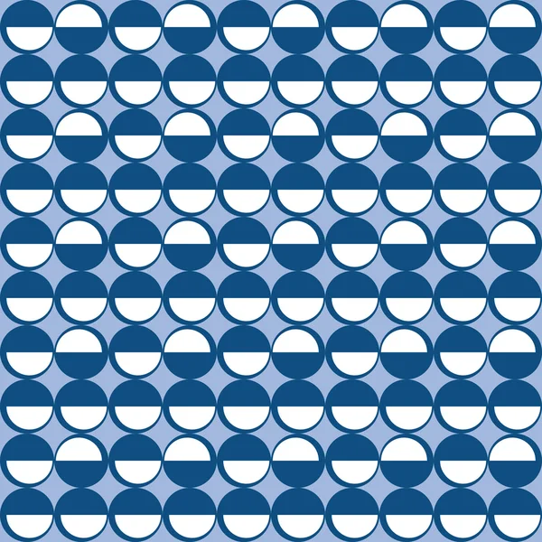 Patrón geométrico con círculos azul oscuro y blanco sobre fondo azul — Vector de stock