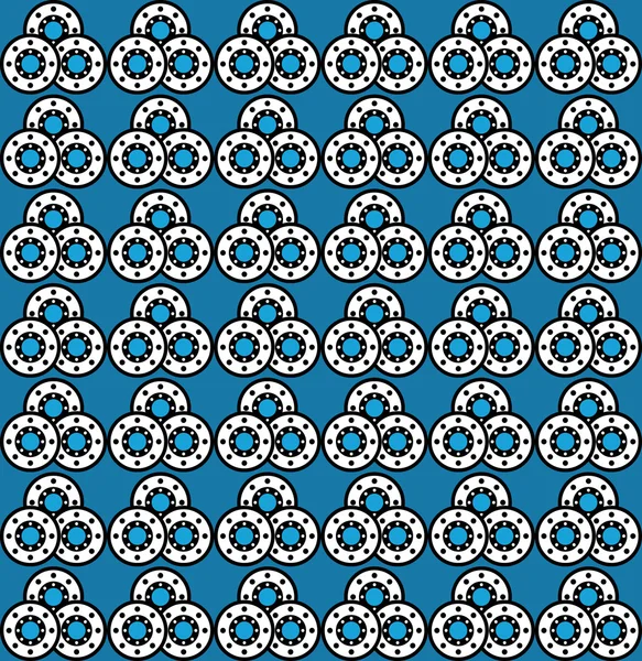 Patrón geométrico con decoraciones circulares sobre fondo azul — Vector de stock