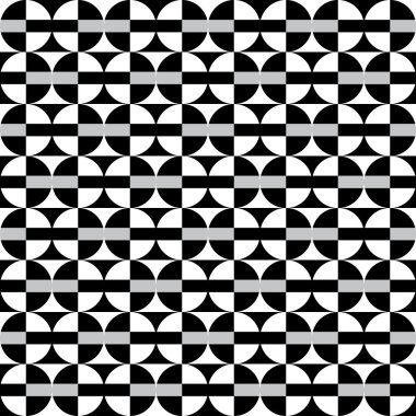 Geometrik eğlenceli desen beyaz siyah ve gri daireler ile
