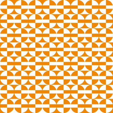 Geometrik eğlenceli desen olan turuncu ve beyaz daireler
