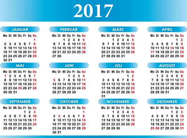 Deutsch Kalender 2017 Calendario alemán — Vector de stock