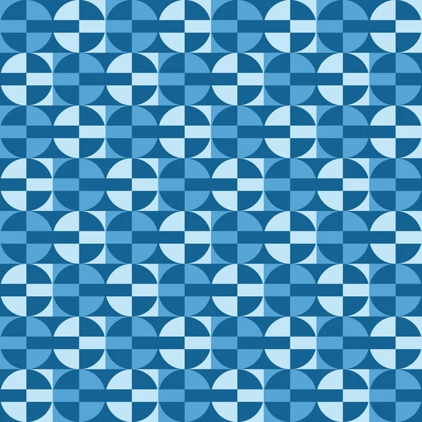Patrón geométrico divertido con círculos azules y rectángulos — Vector de stock