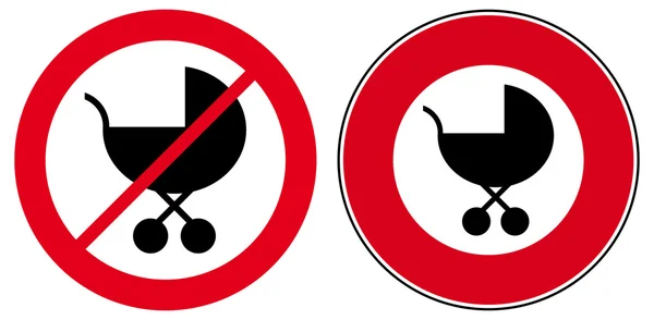 Zwei Zufahrtsverbotsschilder Kinderwagen Vektor-Symbol setzen Vektorgrafiken