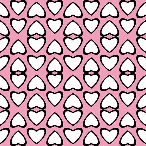 Fun pattern with white hearts on pink background — Stock Vector