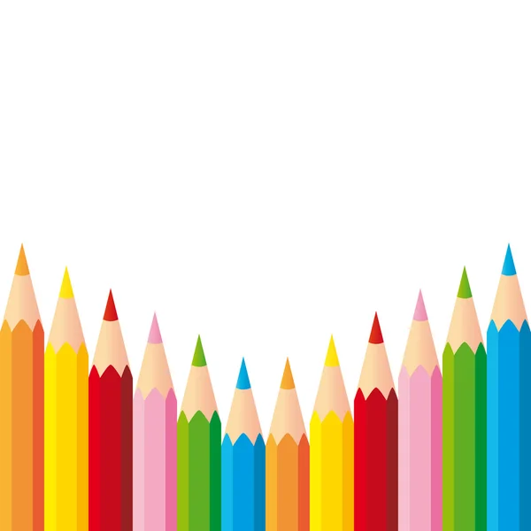 Conjunto de lápis coloridos sobre fundo branco — Vetor de Stock