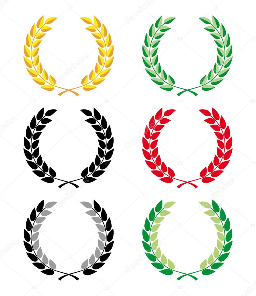 Collection of colorful laurel wreaths