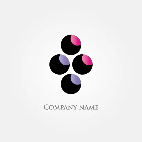 Abstracte logo met vier ballen in twee kleuren — Stockvector