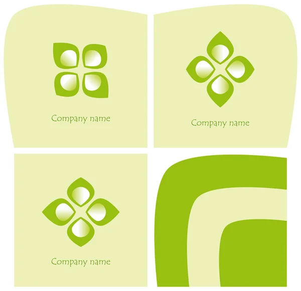 Set van drie logo's met bladeren en bloemblaadjes — Stockvector