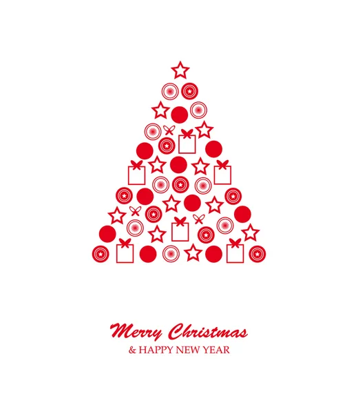 Kırmızı süslemeleri ile stilize Noel ağacı