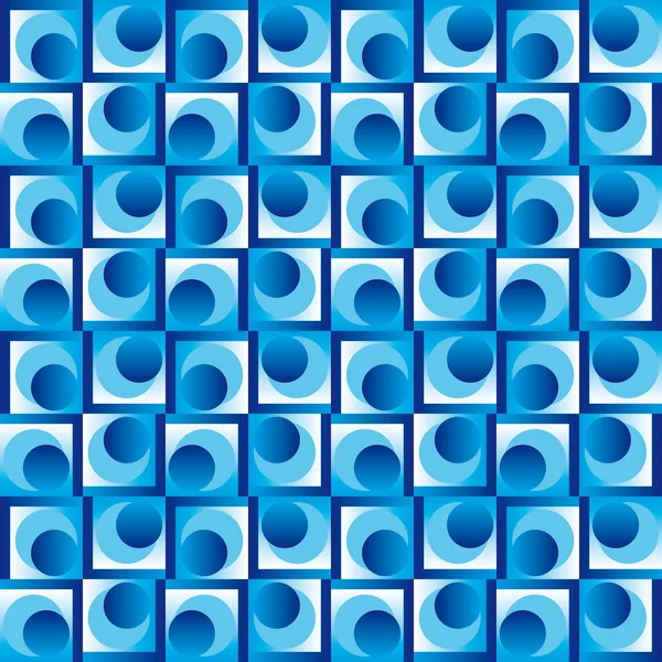 Padrão geométrico com quadrados e círculos brancos e azuis — Vetor de Stock