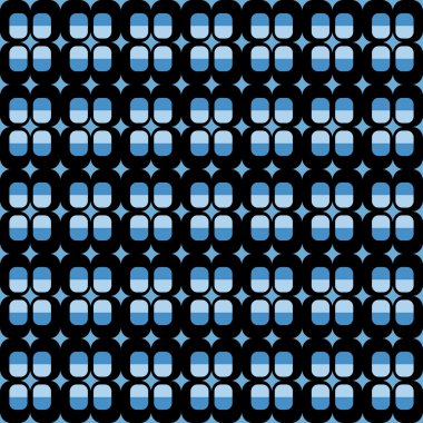 Siyah ve mavi geometrik şekiller ile eğlenceli desen