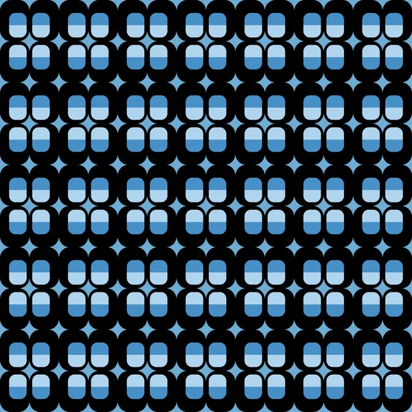 Siyah ve mavi geometrik şekiller ile eğlenceli desen — Stok Vektör