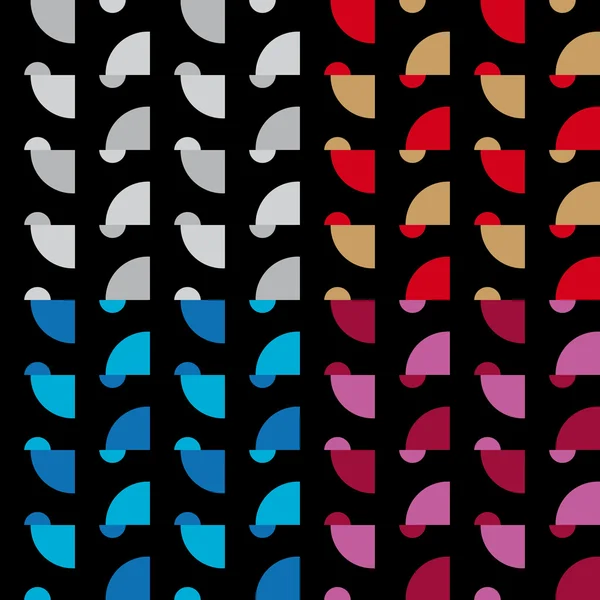Dört fantastik desenler siyah gri pembe kırmızı kahverengi ve mavi süslemeleri ile ayarla — Stok Vektör