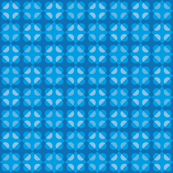 Patrón geométrico divertido con formas circulares y romboides de color azul oscuro y claro — Vector de stock