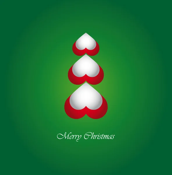 Vánoční přání s bílým a červeným stromem na zeleném pozadí — Stockový vektor