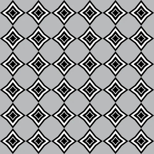 Pattern with white and black rhomboid shapes on grey background — Stock Vector