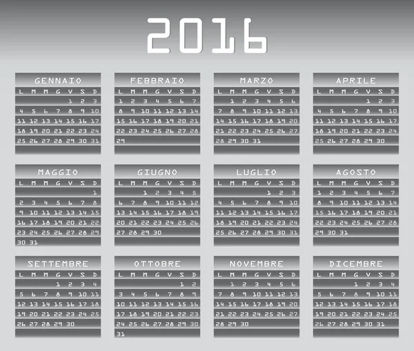 Calendario italiano 2016 con festività — Vettoriale Stock