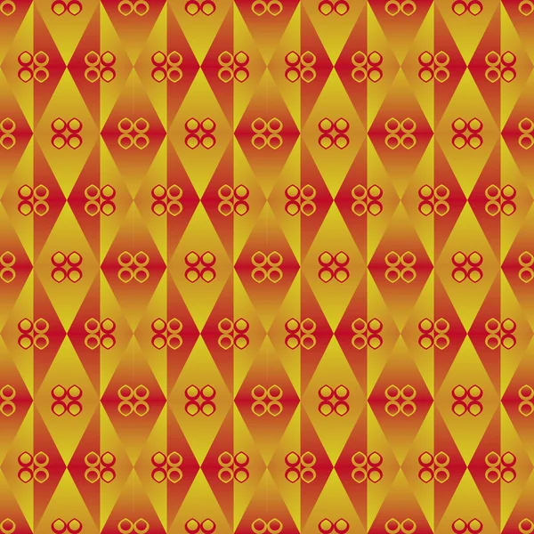 Motif vintage avec effet soie diamants rouges et dorés — Image vectorielle