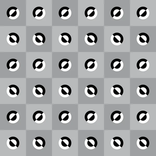 Padrão com decorações em preto e branco em quadrados cinza — Vetor de Stock