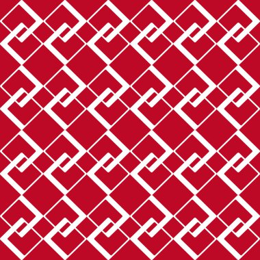Kırmızı zemin üzerine beyaz rhombus ile geometrik desen