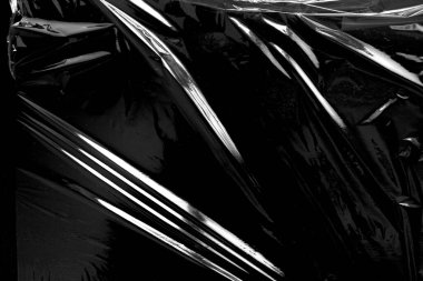 Siyah Arkaplan ile Plastik Paket Dokusu