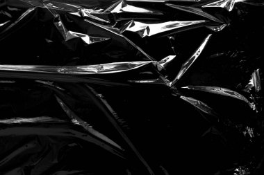 Siyah Arkaplan ile Plastik Paket Dokusu