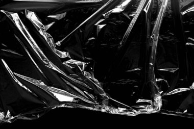 Siyah Arkaplan ile Plastik Paket Dokusu
