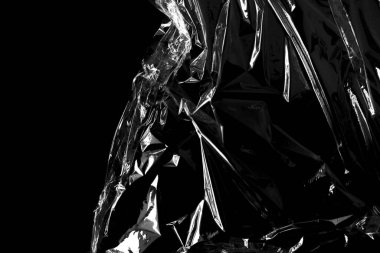 Siyah Arkaplan ile Plastik Paket Dokusu