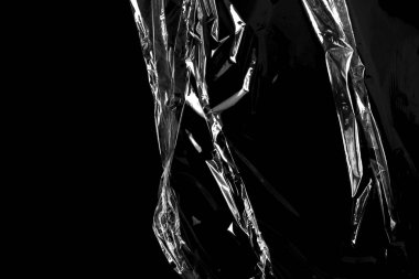 Siyah Arkaplan ile Plastik Paket Dokusu