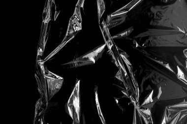 Siyah Arkaplan ile Plastik Paket Dokusu