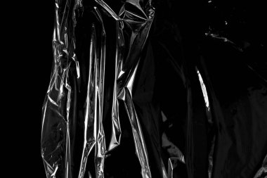 Siyah Arkaplan ile Plastik Paket Dokusu