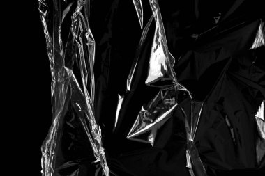 Siyah Arkaplan ile Plastik Paket Dokusu