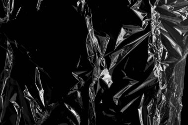 Siyah Arkaplan ile Plastik Paket Dokusu