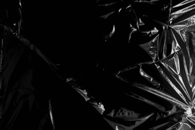 Siyah Arkaplan ile Plastik Paket Dokusu