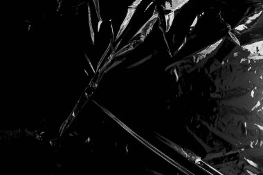 Siyah Arkaplan ile Plastik Paket Dokusu