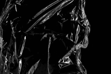 Siyah Arkaplan ile Plastik Paket Dokusu