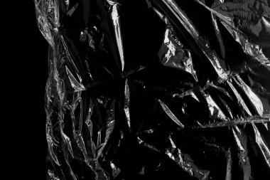 Siyah Arkaplan ile Plastik Paket Dokusu