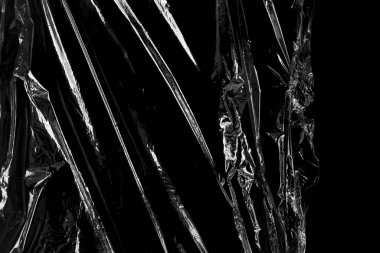 Siyah Arkaplan ile Plastik Paket Dokusu