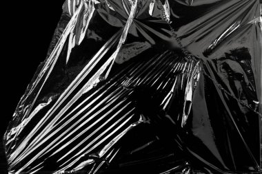 Siyah Arkaplan ile Plastik Paket Dokusu