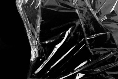 Siyah Arkaplan ile Plastik Paket Dokusu