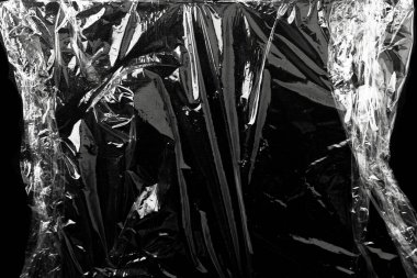 Siyah Arkaplan ile Plastik Paket Dokusu