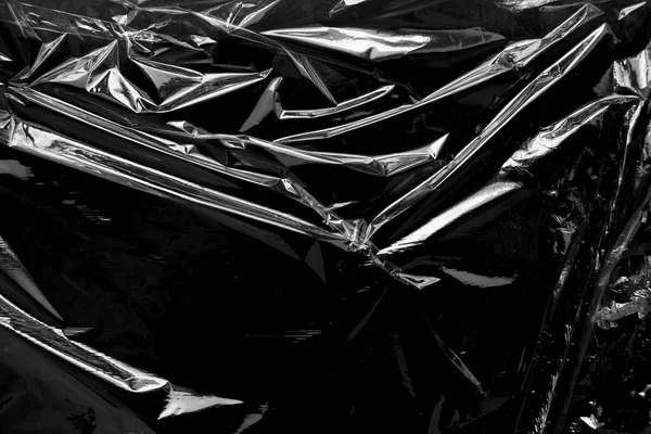 Plastic Wrap Texture Black Background — Stock Photo, Image