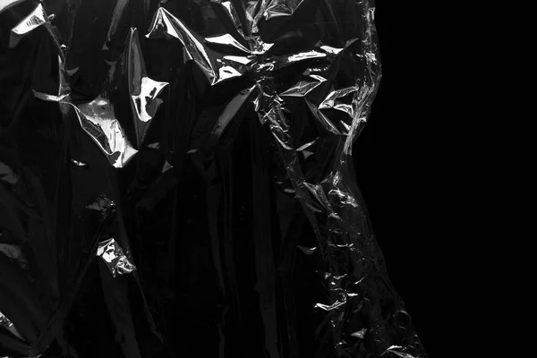 Plastic Wrap Textur Mit Schwarzem Hintergrund — Stockfoto