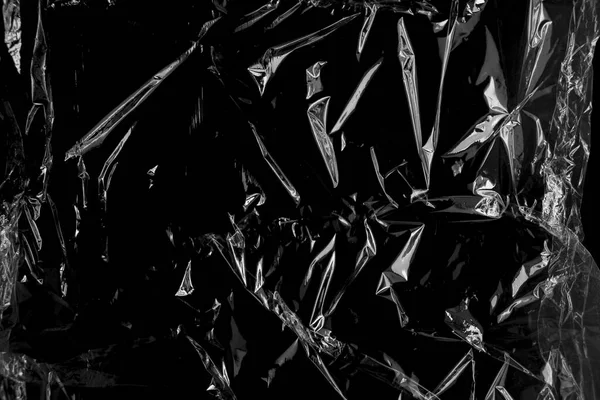 Plastic Wrap Textur Mit Schwarzem Hintergrund — Stockfoto