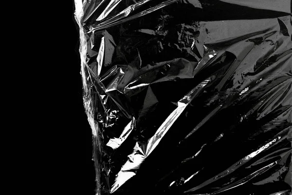 Siyah Arkaplan ile Plastik Paket Dokusu