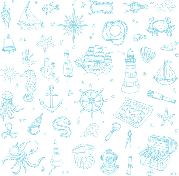 Boat and Sea icons set — Stock Vector