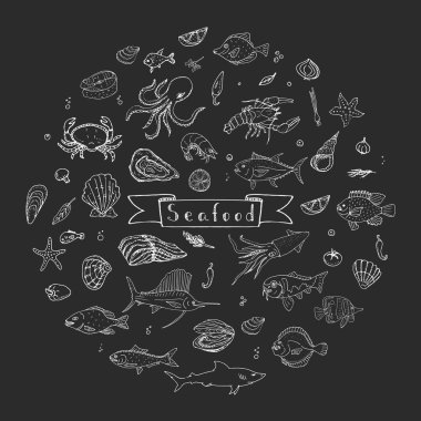 Deniz ürünleri simgeleri ayarlandı